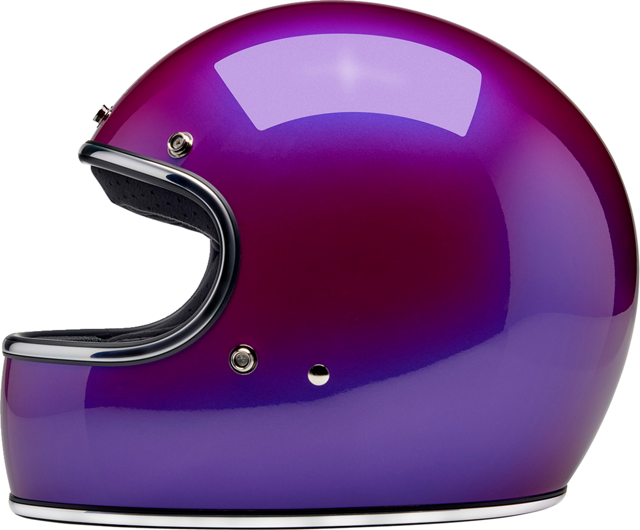 BILTWELL Gringo helmet in metallic grape finish, medium size, featuring a stylish motorcycle helmet design with ventilation.