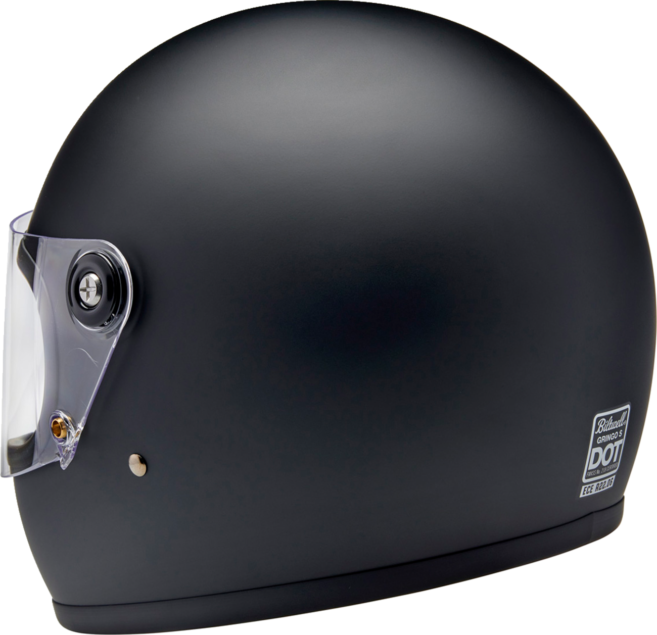 BILTWELL Gringo S motorcycle helmet in flat black, small size, with smooth finish and classic design.