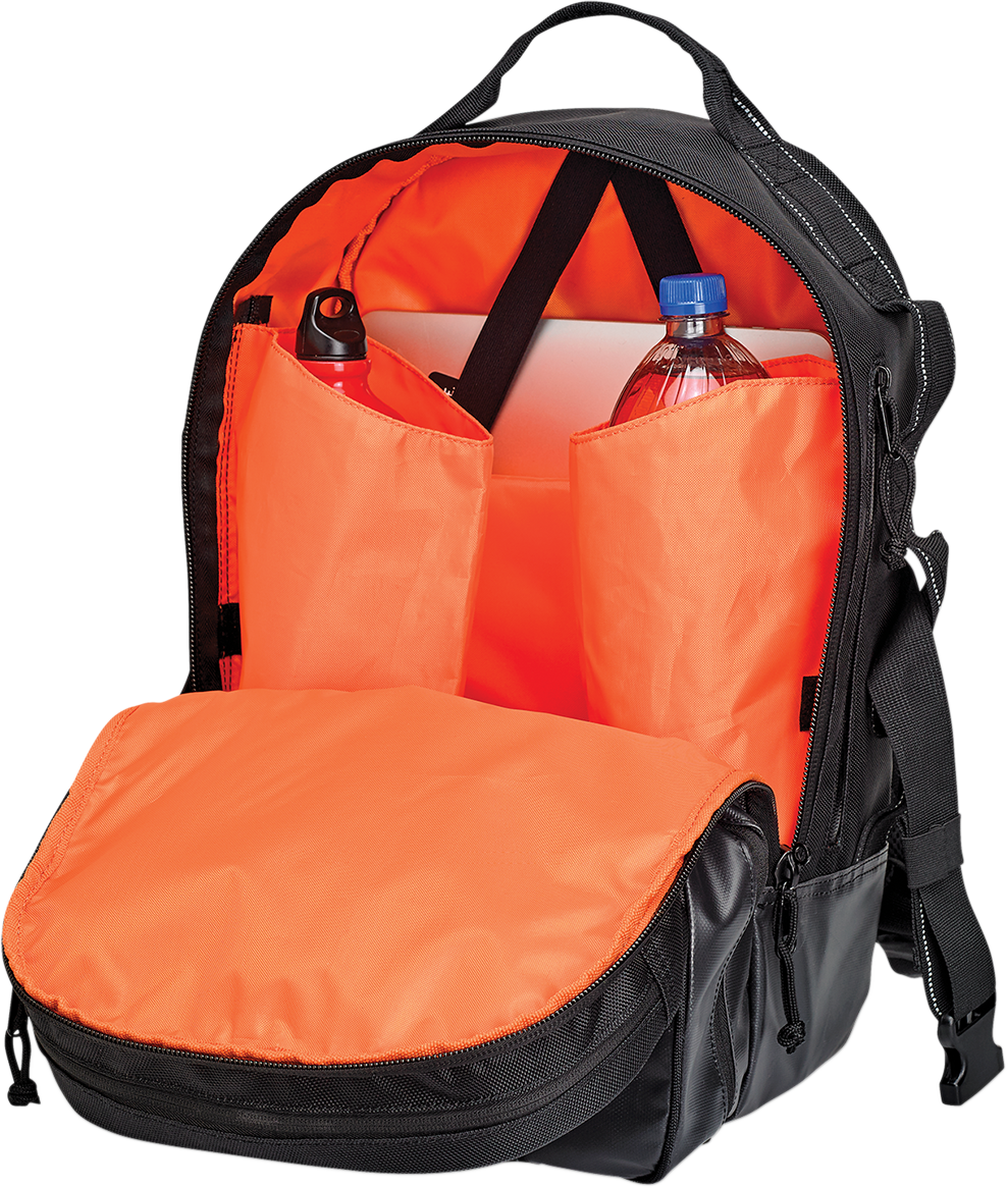 Black BILTWELL EXFIL-48 backpack by Bill's Exhausts, featuring a sleek bag design with multiple compartments and adjustable straps.