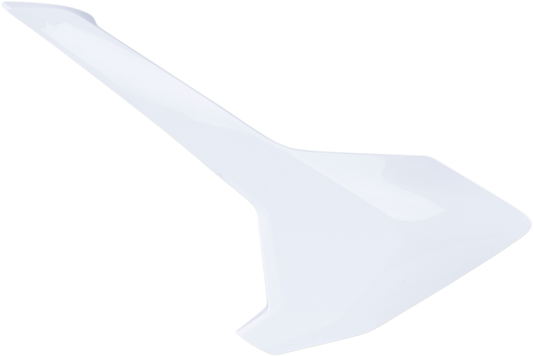 A set of white Acerbis side panels for motorcycle body, designed for durability and a sleek look.