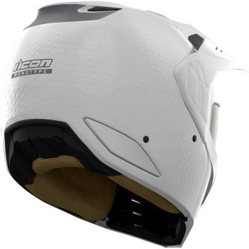 White ICON Elsinore™ helmet in large size, featuring a sleek design with a smooth surface and adjustable strap.