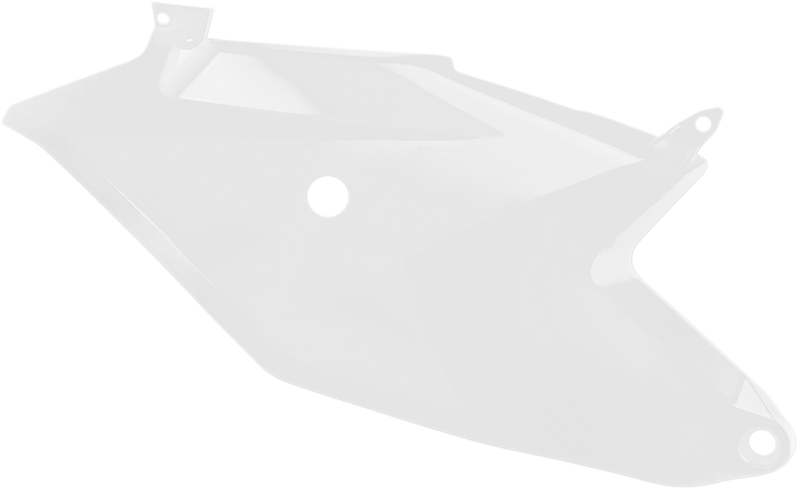 White Acerbis side panels for motorcycle body, featuring the Acerbis logo and sleek design, displayed on a clean background.