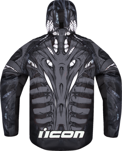 Black ICON Airform Manik'r™ jacket in small size, featuring lightweight, protective design with adjustable straps and logo details.