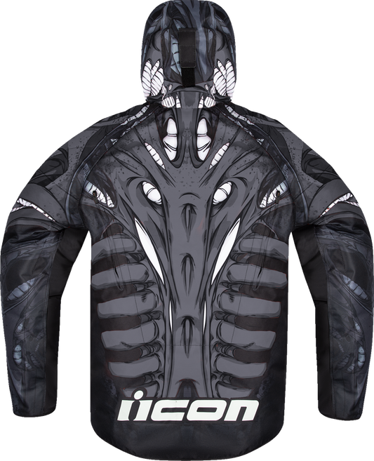 Black ICON Airform Manik'r™ jacket in small size, featuring lightweight, protective design with adjustable straps and logo details.