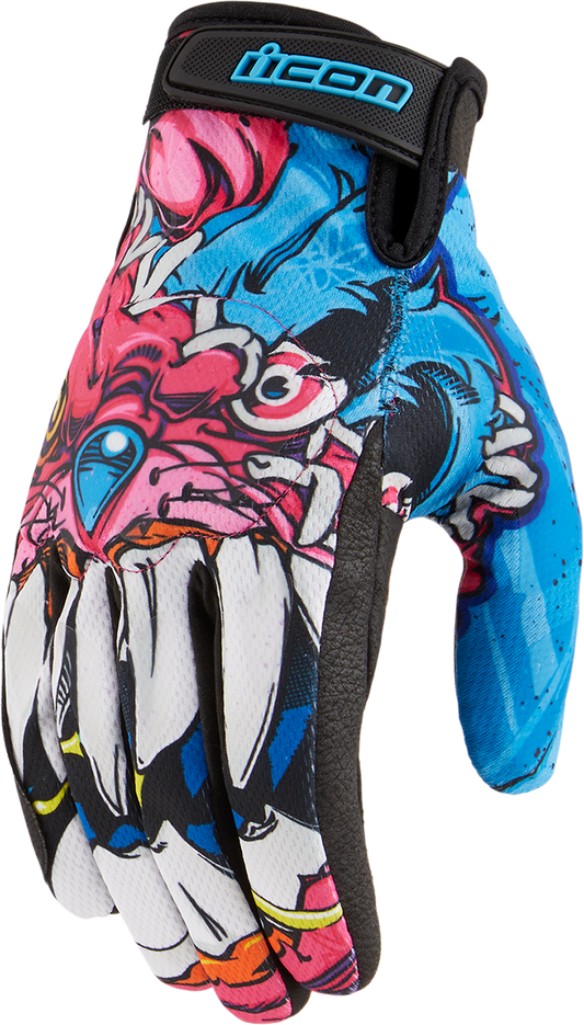Pink ICON Hooligan™ Beastie Bunny Gloves in small size, featuring a playful bunny design, made by Bill's Exhausts.