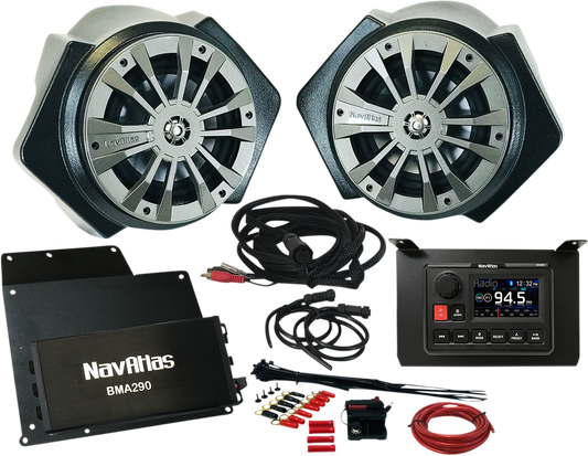 Bill's Exhausts NAVATLAS Zone 2 Turbo S RZR1 speakers, compact audio kit with durable design for off-road vehicles