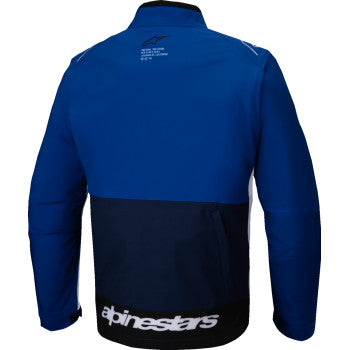 Bill's Exhausts ALPINESTARS Lite-Dura Softshell Jacket in navy, blue, and white, displayed in a large size with front view.