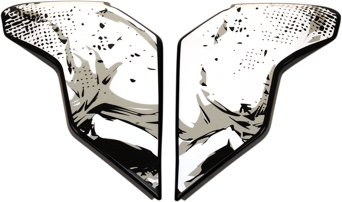 Black ICON Airflite™ Skull18 side plates for helmets, showcasing detailed skull design, compatible with Bill's Exhausts helmet parts.