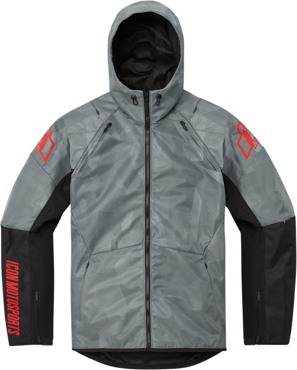 Gray ICON Airform Battlescar™ jacket in 4XL from Bill's Exhausts, showcasing the rugged design and textured fabric.