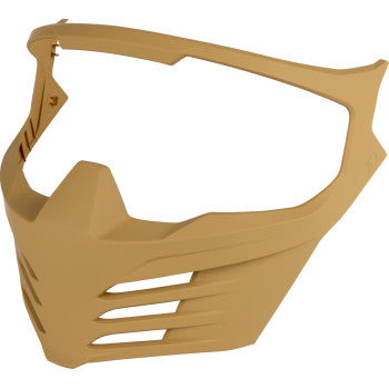 Bill's Exhausts ICON Elsinore™ helmet mask in rubatone tan, close-up view showing textured surface and design details.