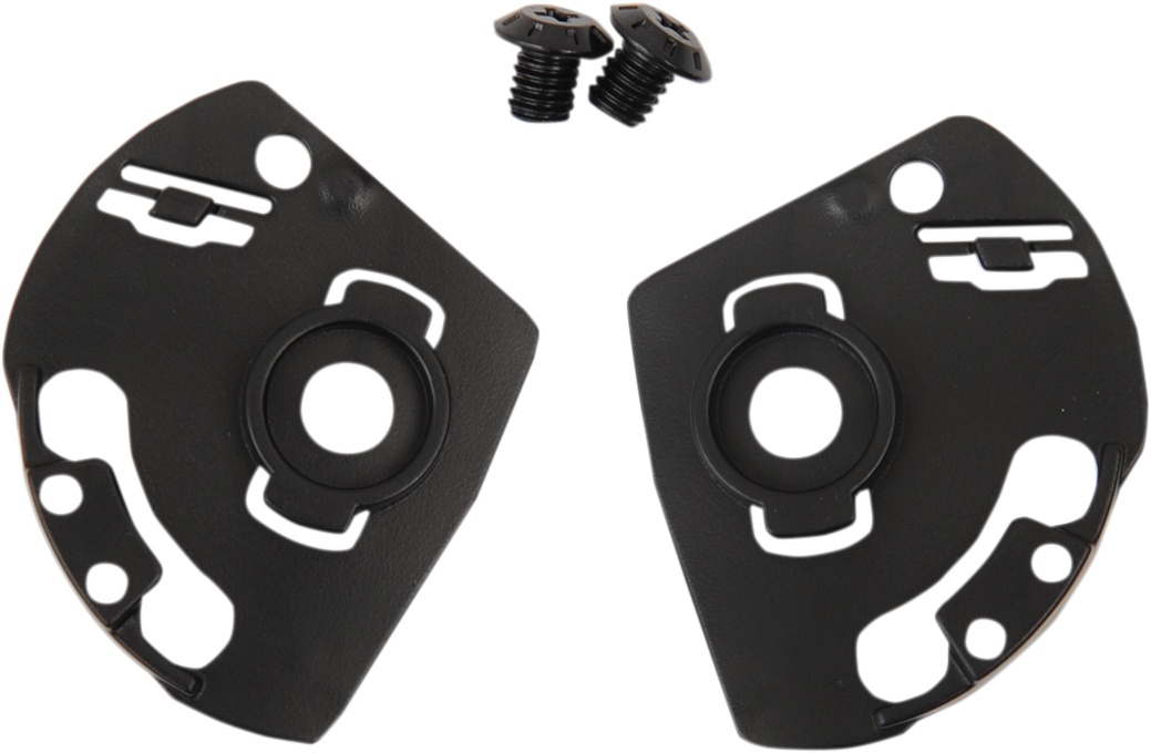 Black ICON Airflite™ Pivot Kit helmet parts by Bill's Exhausts, showing detailed close-up of the helmet's pivot mechanism.