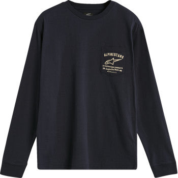 Alpinestars Rep Long-Sleeve T-Shirt in dark navy, medium size, featuring the Alpinestars logo on the chest.