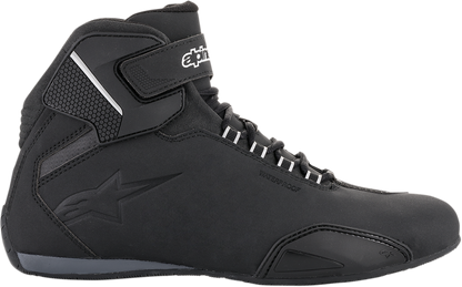 Alpinestars Sektor waterproof motorcycle boots in US size 13, featuring durable design and waterproof material.