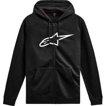 Alpinestars Ageless V3 zip hoodie in black and white, medium size, featuring a stylish design and comfortable fit.