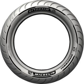 Michelin Commander III Touring front motorcycle tire 130/80B17 65H with tread pattern and sidewall details.