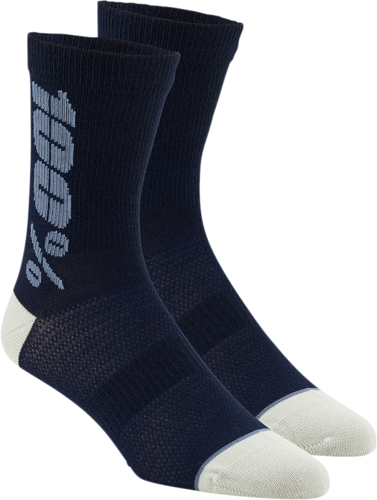 Bill's Exhausts 100% Rhythm Socks in navy and slate, large/XL size, featuring a comfortable knit fabric with stylish pattern details.