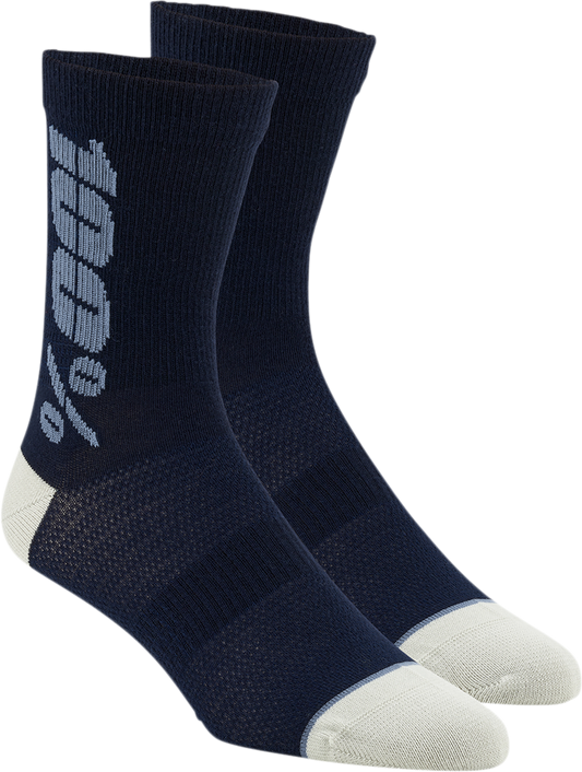 Bill's Exhausts 100% Rhythm Socks in navy and slate, large/XL size, featuring a comfortable knit fabric with stylish pattern details.