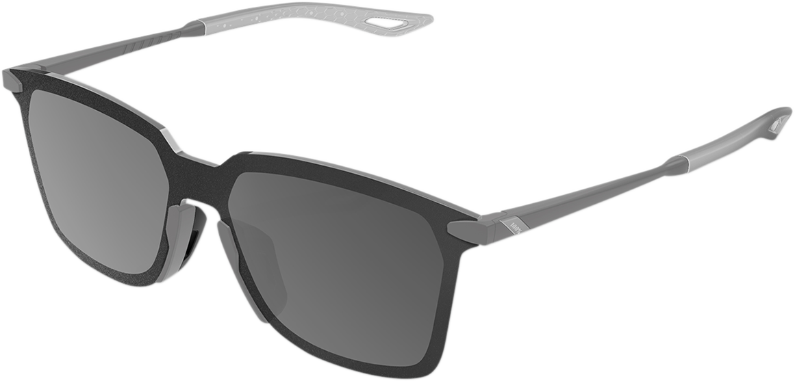 Bill's Exhausts 100% Legere square sunglasses with stone gray frames and black mirror lenses, stylish and modern eyewear.