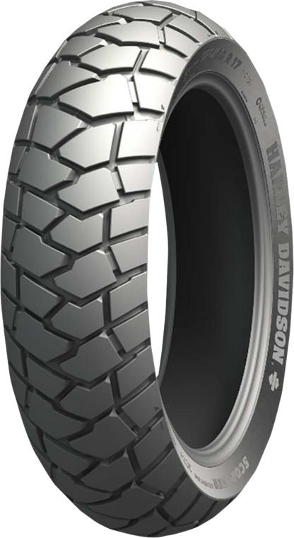 Michelin Scorcher Adventure rear motorcycle tire 170/60R17 with 72V rating, designed for off-road and adventure riding.