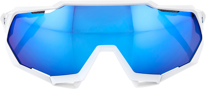 100% Speedtrap Sunglasses - White - Blue Mirror 60012-00003 - Howling Moto