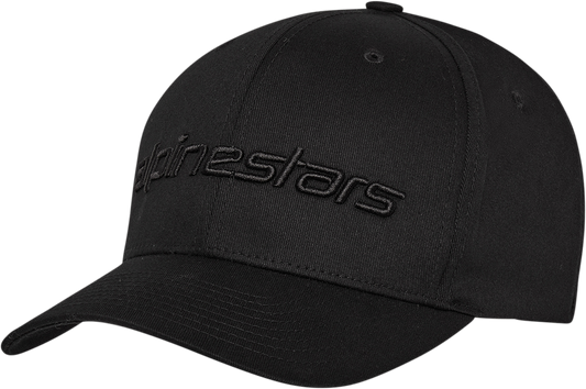 Black ALPINESTARS Linear Hat in large/XL size, featuring protective gear design with adjustable fit and embroidered branding.