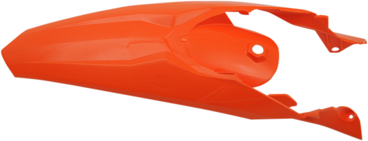 Orange Acerbis rear fender for motorcycle, body part with sleek design and mounting points, branded by Bill's Exhausts.