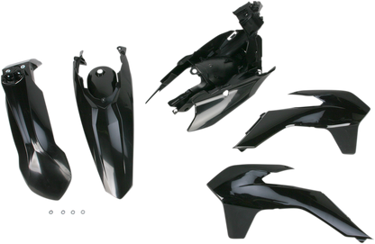 Black Acerbis standard replacement body kit for motorcycle, featuring sleek design and durable plastic construction.