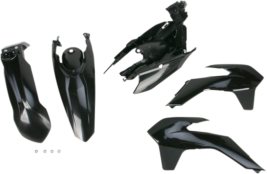 Black Acerbis standard replacement body kit for motorcycle, featuring sleek design and durable plastic construction.