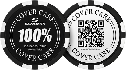 Bill's Exhausts SADDLEMEN Cover Care Token seat accessory, shown in the image with detailed close-up of the seat cover.