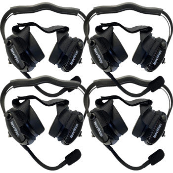NAVATLAS 4-seat intercom and radio headset kit in black by Bill's Exhausts, designed for motorcycle communication systems.