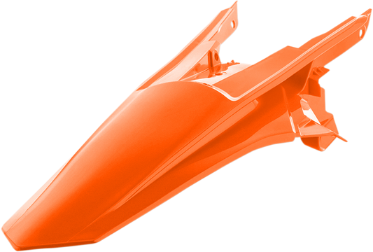 A vibrant orange Acerbis rear fender body part for motorcycles, with mounting points and smooth curved design.