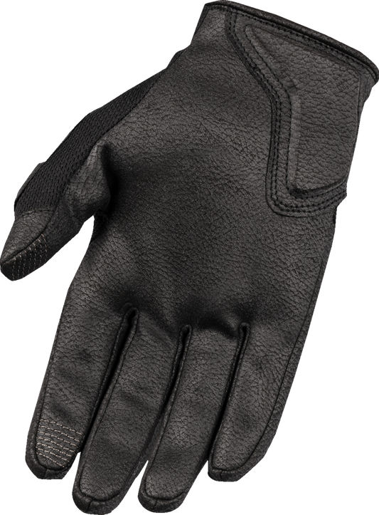 Black ICON Punchup CE™ gloves in large size featuring protective padding and stylish design, ideal for motorcycle riding.