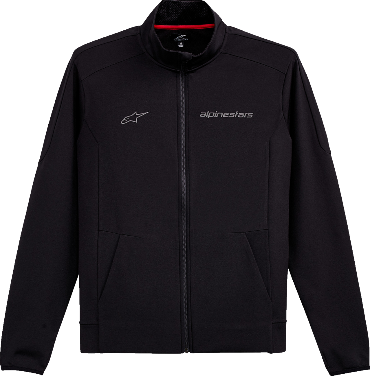 Black Alpinestars Progression Mid-Layer Jacket in 2XL, shown with front view, lightweight and versatile for outdoor activities.