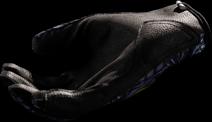 Green ICON Hooligan Outbreak™ gloves in small size, featuring protective design and textured grip from Bill's Exhausts.