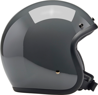 BILTWELL Bonanza helmet in gloss storm gray, small size, featuring sleek design and ventilation openings, by Bill's Exhausts.