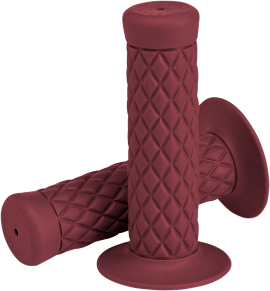 BILTWELL Thruster 1-inch motorcycle grips in Oxblood, designed for a comfortable grip and vintage style.