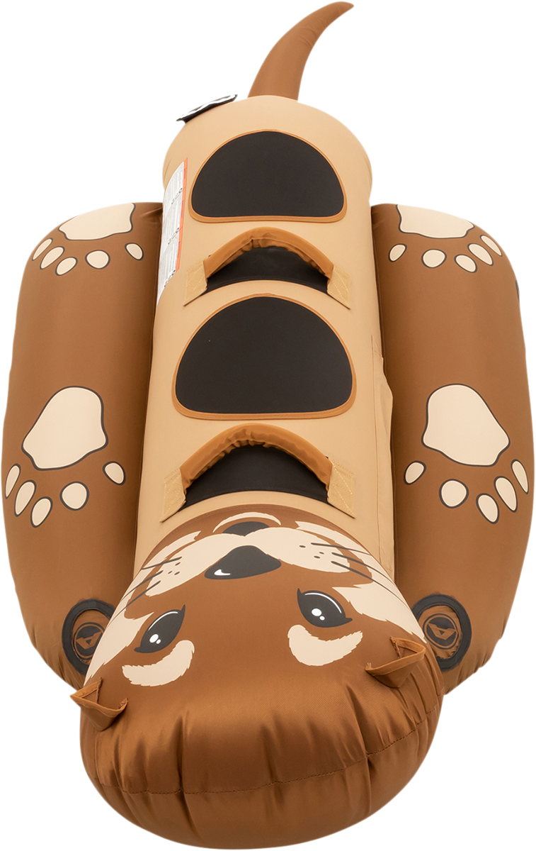 Bill's Exhausts Otter Riding Tube for water sports, inflatable towable tube featuring colorful design and sturdy handles.