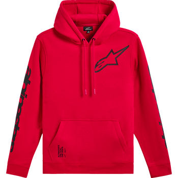Red Alpinestars Triple Pullover Hoodie in XL, featuring a front pocket and hood, on a plain background.