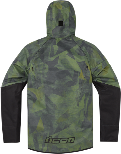 Bill's Exhausts ICON Airform Battlescar™ Green Jacket in Small, showing front view with detailed design and lightweight fabric.