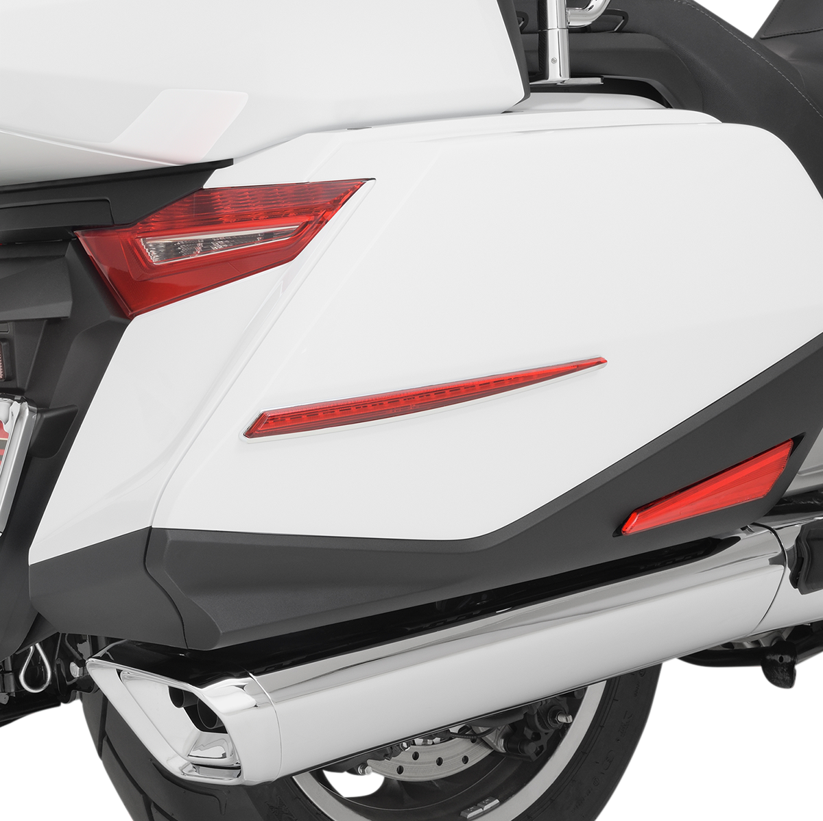 Bill's Exhausts Show Chrome Saddle Bag Side Light for Honda GL1800 motorcycle engine, featuring chrome finish and side mounting.