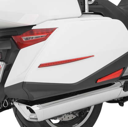 Bill's Exhausts Show Chrome Saddle Bag Side Light for Honda GL1800 motorcycle engine, featuring chrome finish and side mounting.