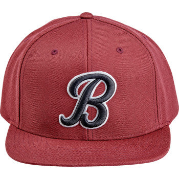 Maroon BILTWELL Script B Hat by Bill's Exhausts with embroidered logo, classic baseball cap style, adjustable strap, and curved brim.