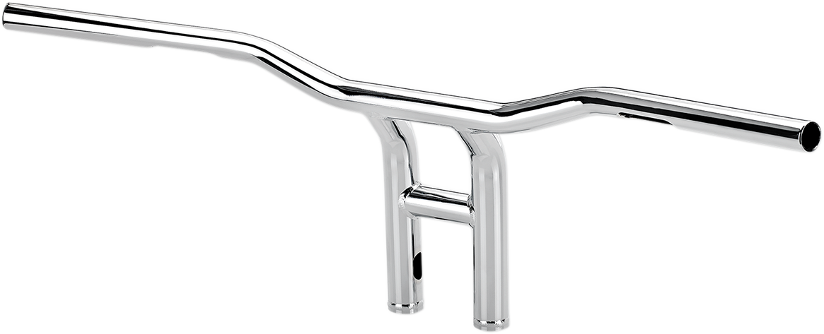 Chrome BILTWELL Tyson XL Pullback Handlebars, 10-inch wide motorcycle handlebars with a sleek design.