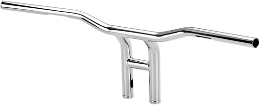 Chrome BILTWELL Tyson XL Pullback Handlebars, 10-inch wide motorcycle handlebars with a sleek design.