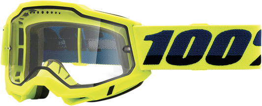 100% Accuri 2 Enduro MTB Goggles - Fluo Yellow - Clear 50016-00003 - Howling Moto