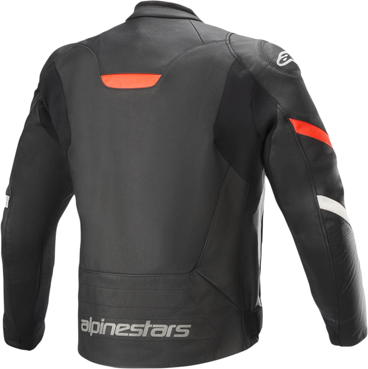 Black and red Alpinestars Faster v2 leather jacket for men, US 46 / EU 56, with a sleek, fitted design and protective features.