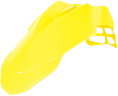 Yellow ACERBIS Supermoto front fender for 2001 RM motorcycle, showing the curved body design and mounting points.