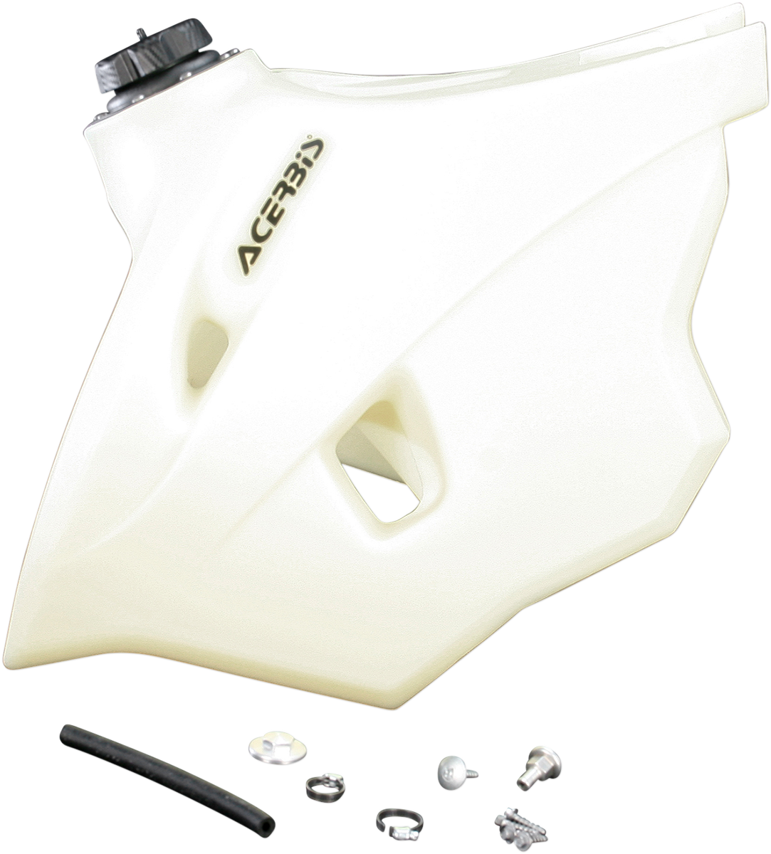 Acerbis natural gas tank for KTM motocross bikes, 4.1-gallon capacity, body style, compatible with KTM shrouds not needed