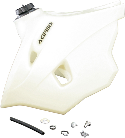 Acerbis natural gas tank for KTM motocross bikes, 4.1-gallon capacity, body style, compatible with KTM shrouds not needed