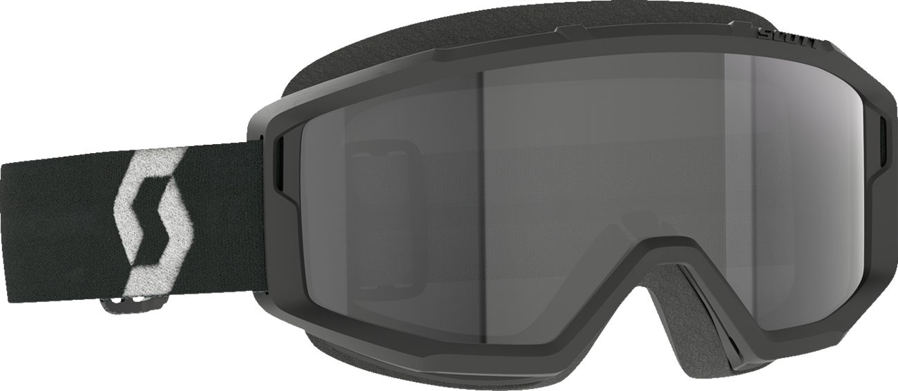 Scott Primal Sand Dust Goggle in black and white with dark gray lenses, designed for dust and sand protection.